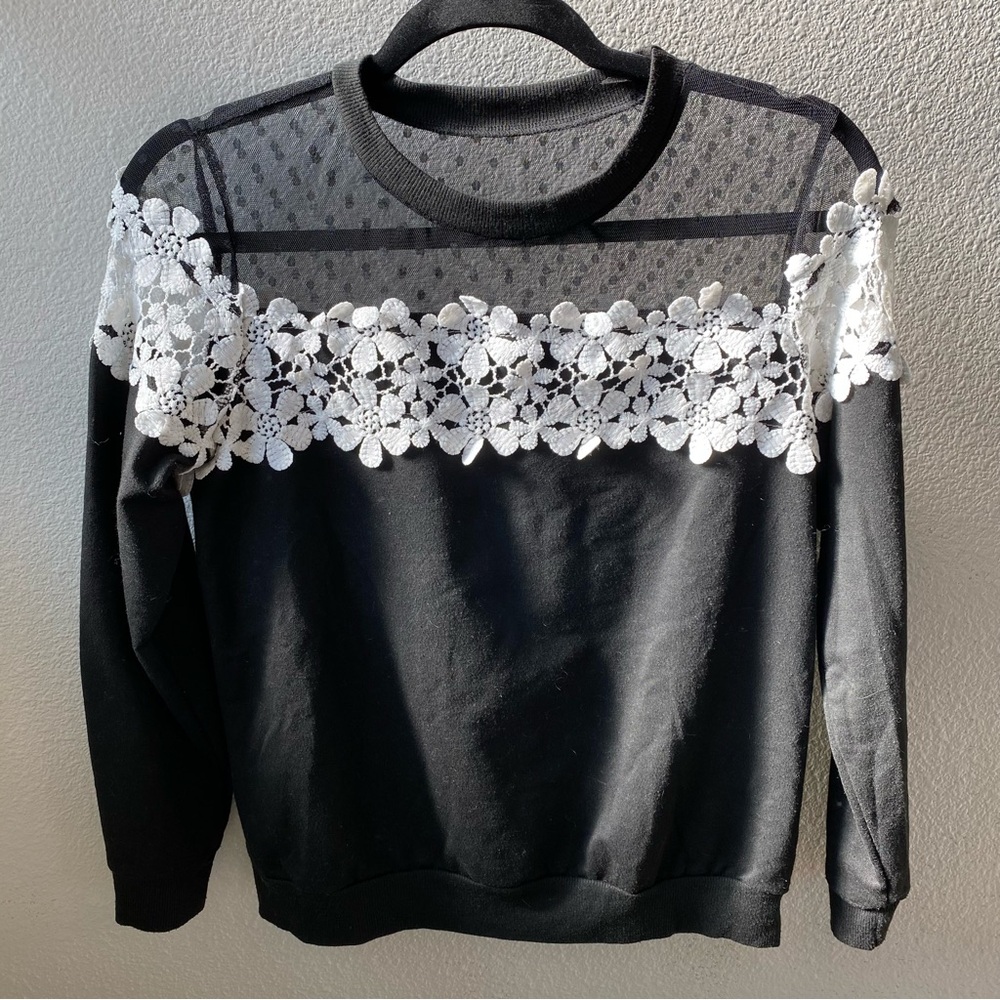 Mesh & Lace Sweatshirt